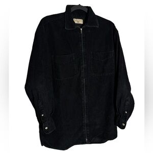 Vintage Fargo clothing co black corduroy zip up long sleeve size Small black